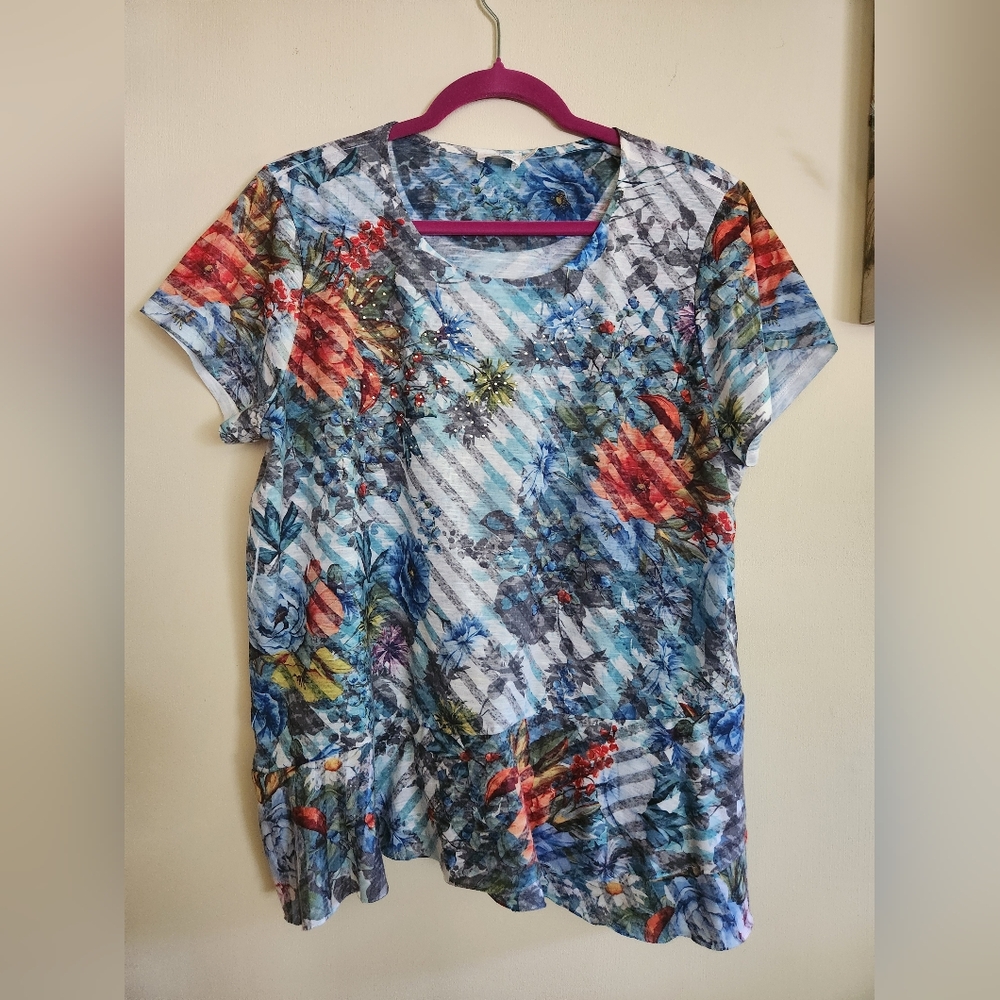 Time and Tru striped floral top large 12/14